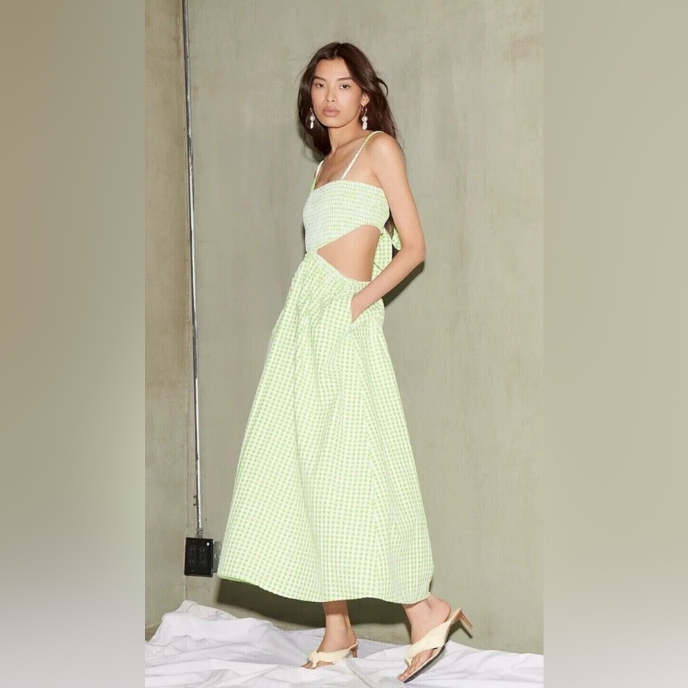 Saylor Anthropologie Sabine Midi Dress Plaid Gingham Cotton